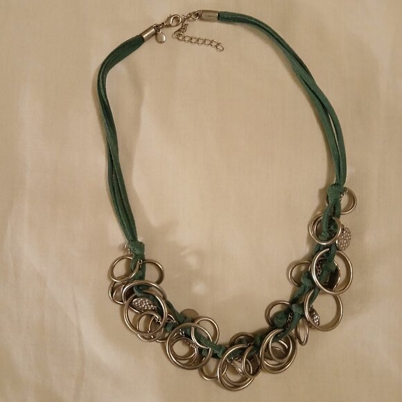 Necklace - silver & suede - (pre-loved) - Picture 2 of 7